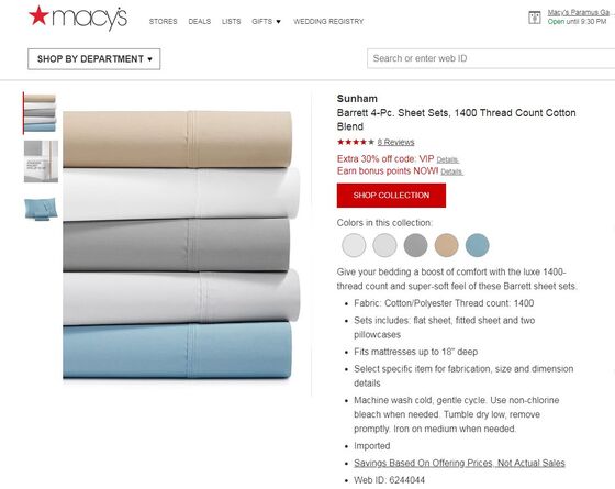 Macy's Bedding Supplier Under Scrutiny in Texas for Thread Count