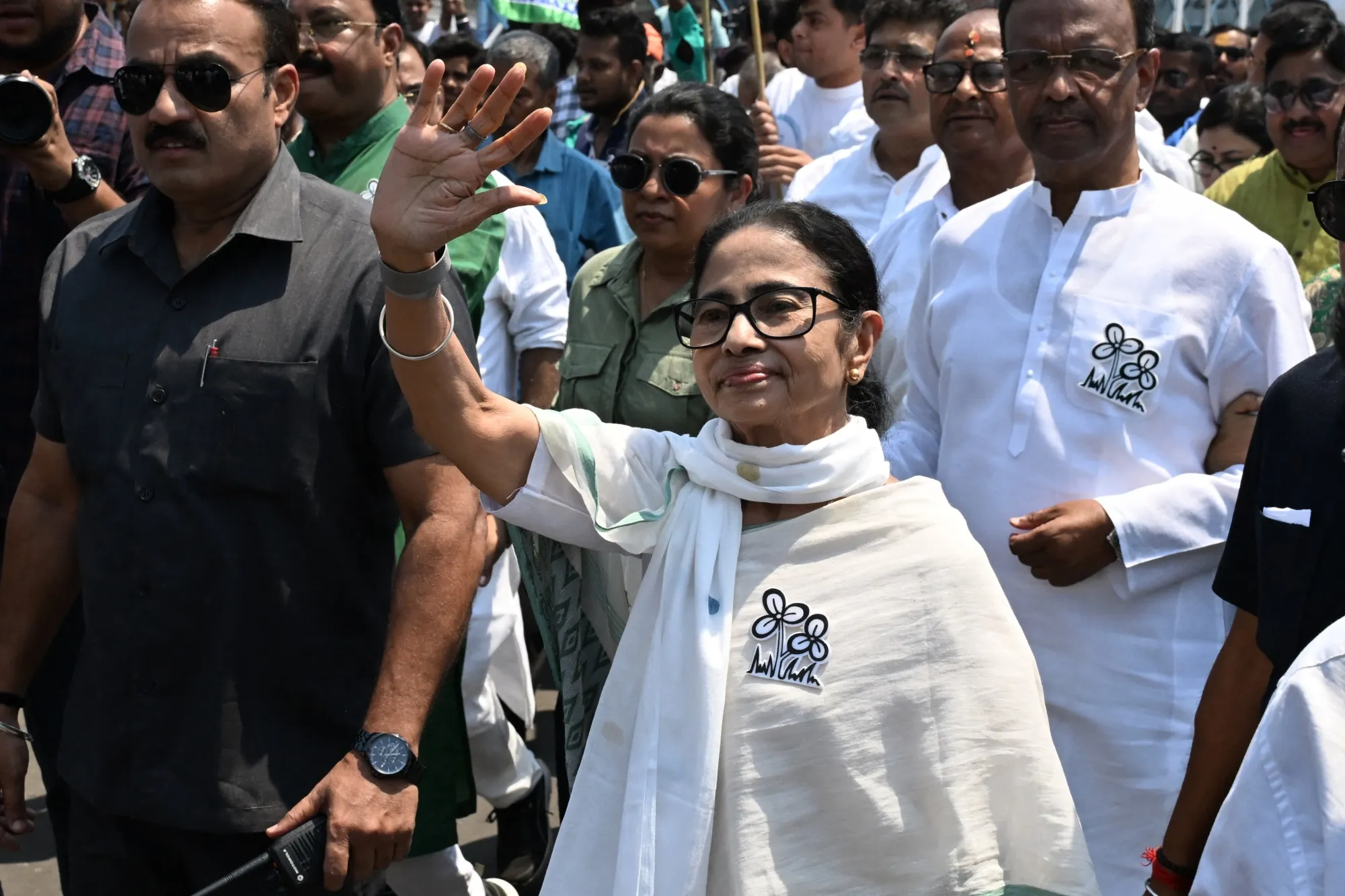 Mamata Banerjee in Kolkata on April 8.