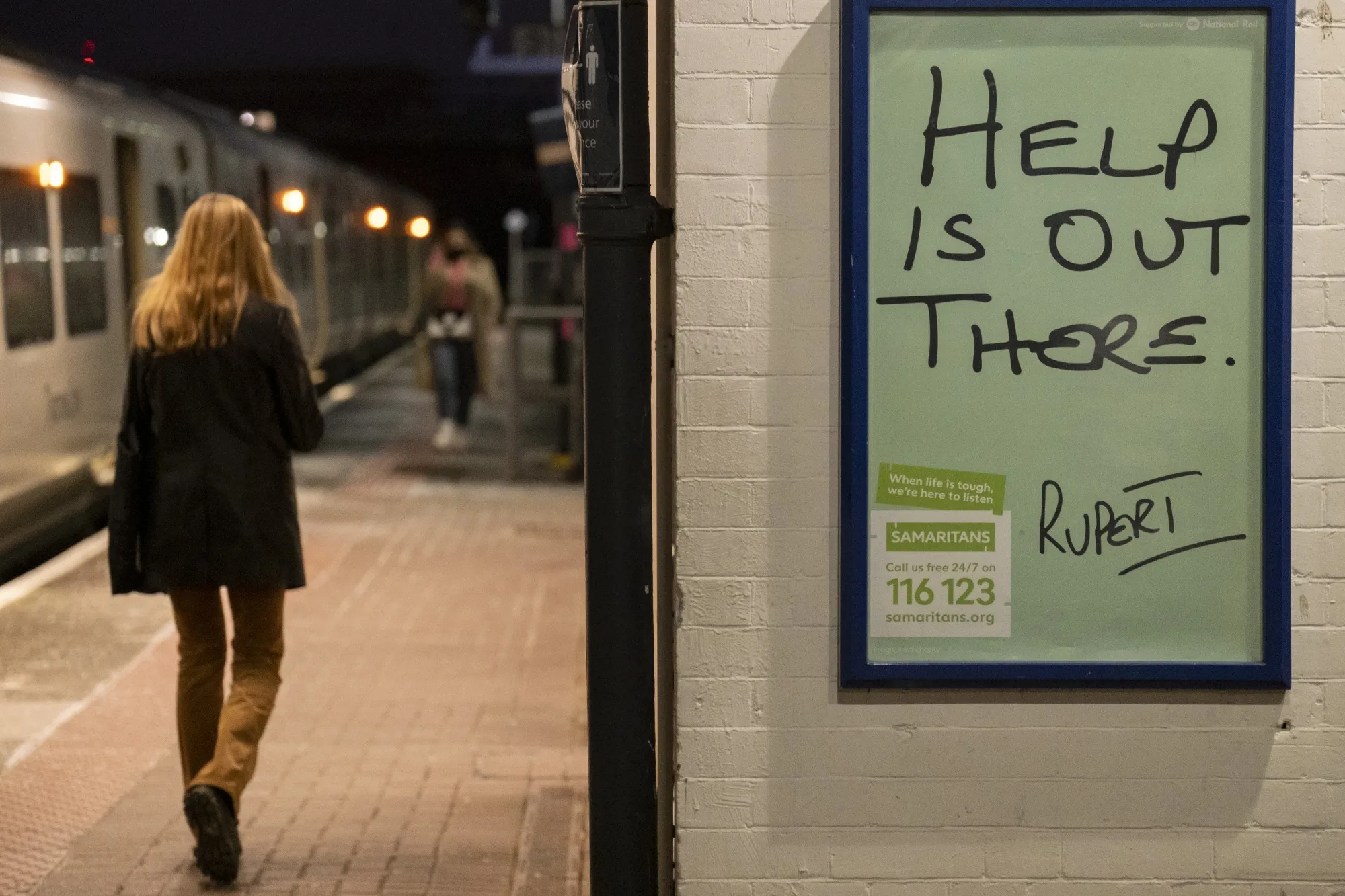 At London’s Loughborough Junction railway station in June, a&nbsp;Samaritans’ poster urges people in emotional distress&nbsp;to seek help.&nbsp;