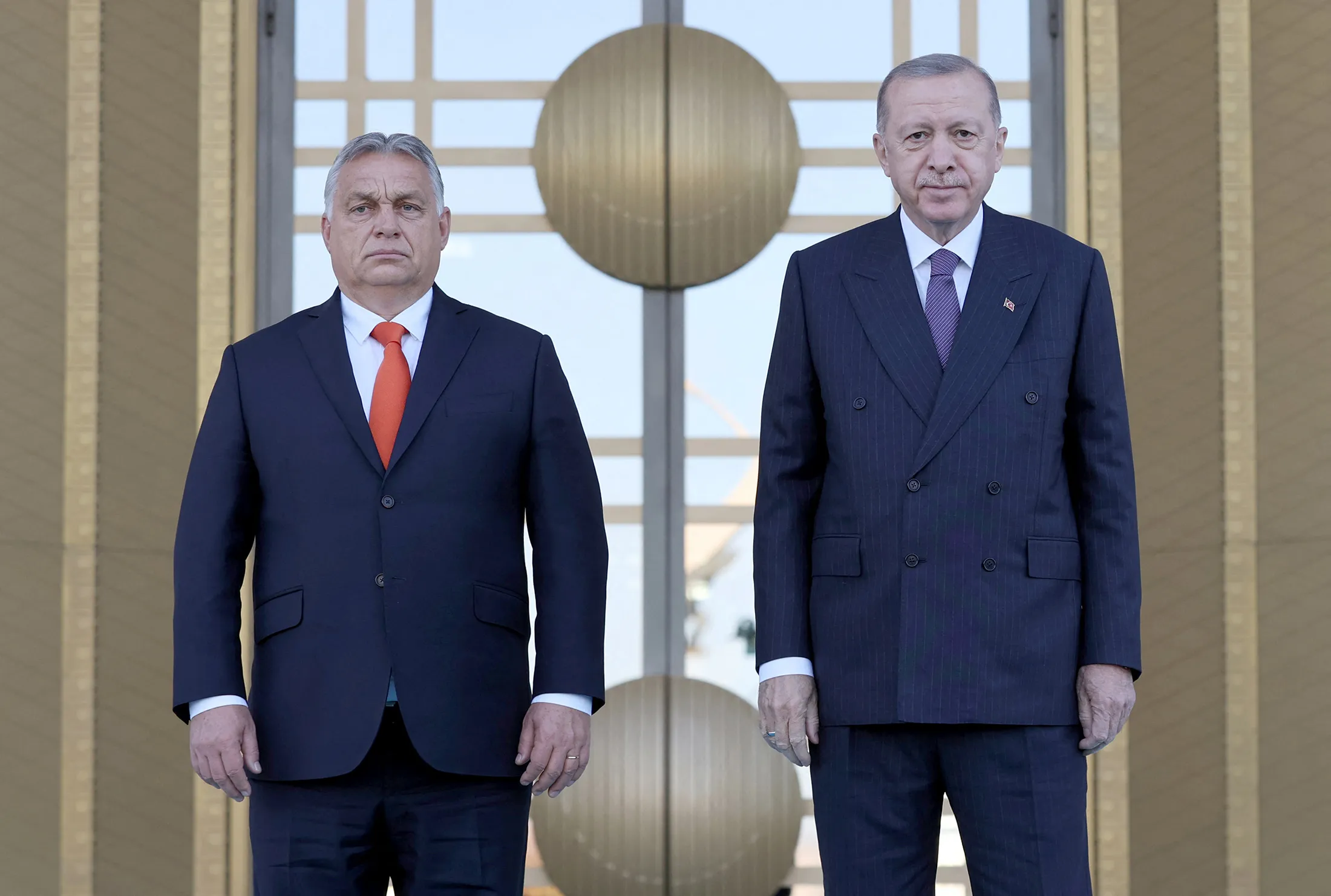Recep Tayyip Erdogan, right, with Viktor Orban at the Presidential Complex in Ankara on Nov. 11.
