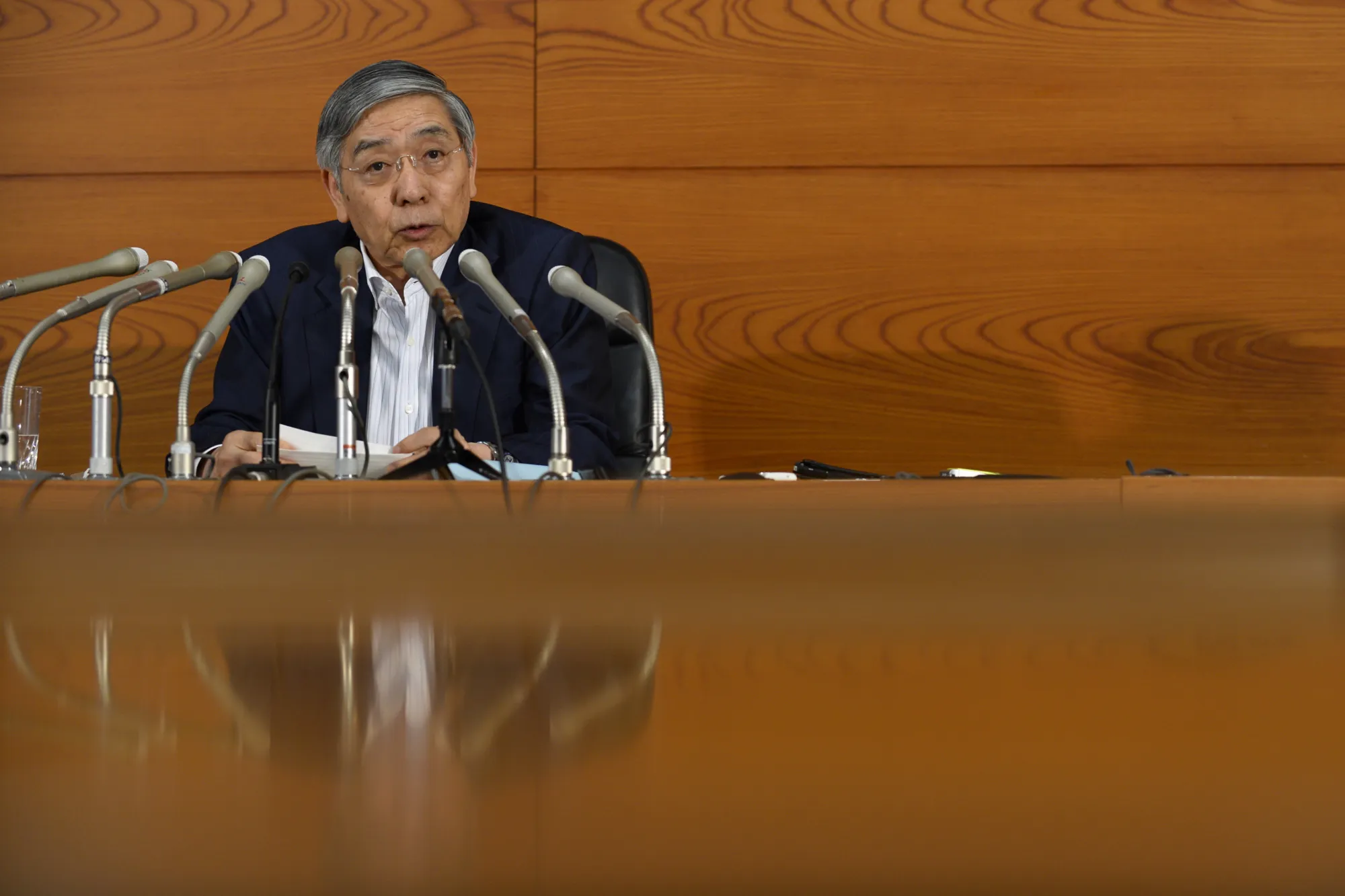 Haruhiko Kuroda, governor of the Bank of Japan (BOJ), speaks during a news conference at the central bank's headquarters in Tokyo, Japan, on Thursday, July 21, 2017.
