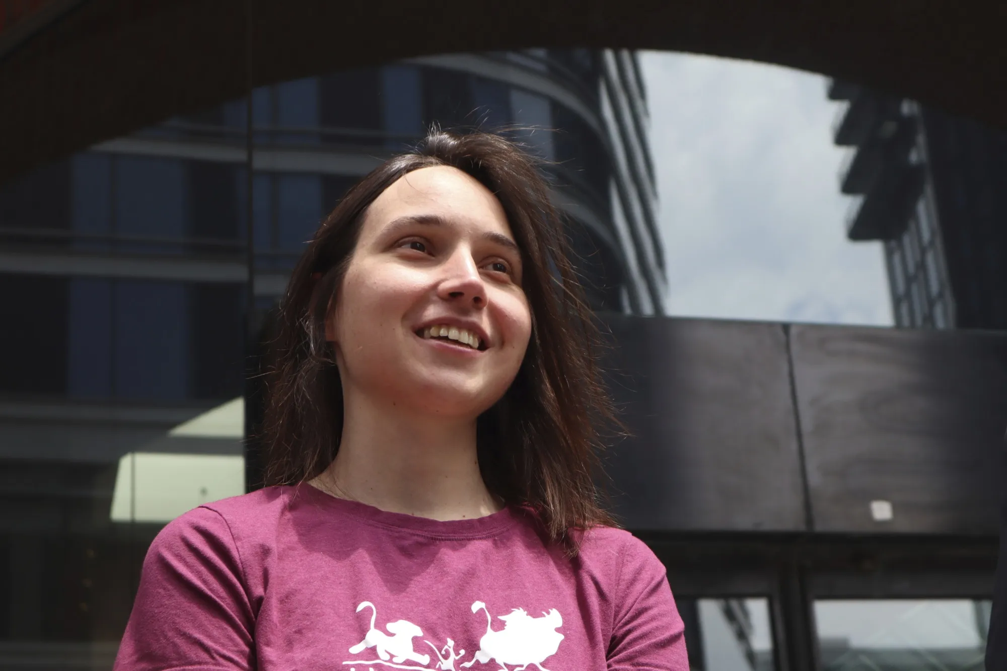Kseniia Petrova&nbsp;after being released on bail from federal custody at the John Joseph Moakley United States Courthouse in Boston on June 12.