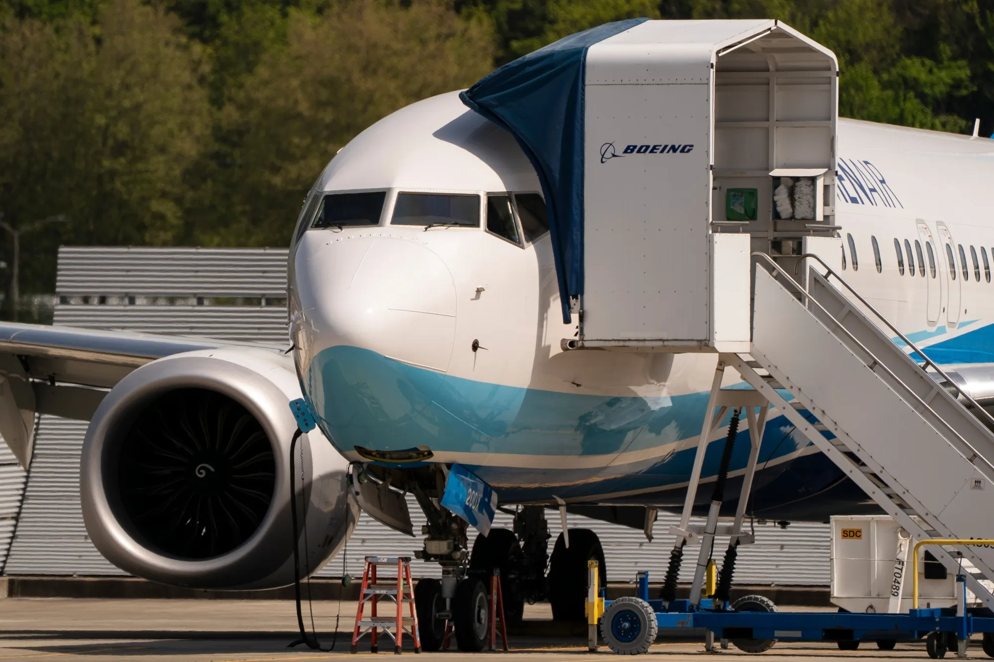 A Boeing Co. 737 Max 8 airplane, originally intended for Xiamen Airlines, at Boeing Field in Seattle, Washington.