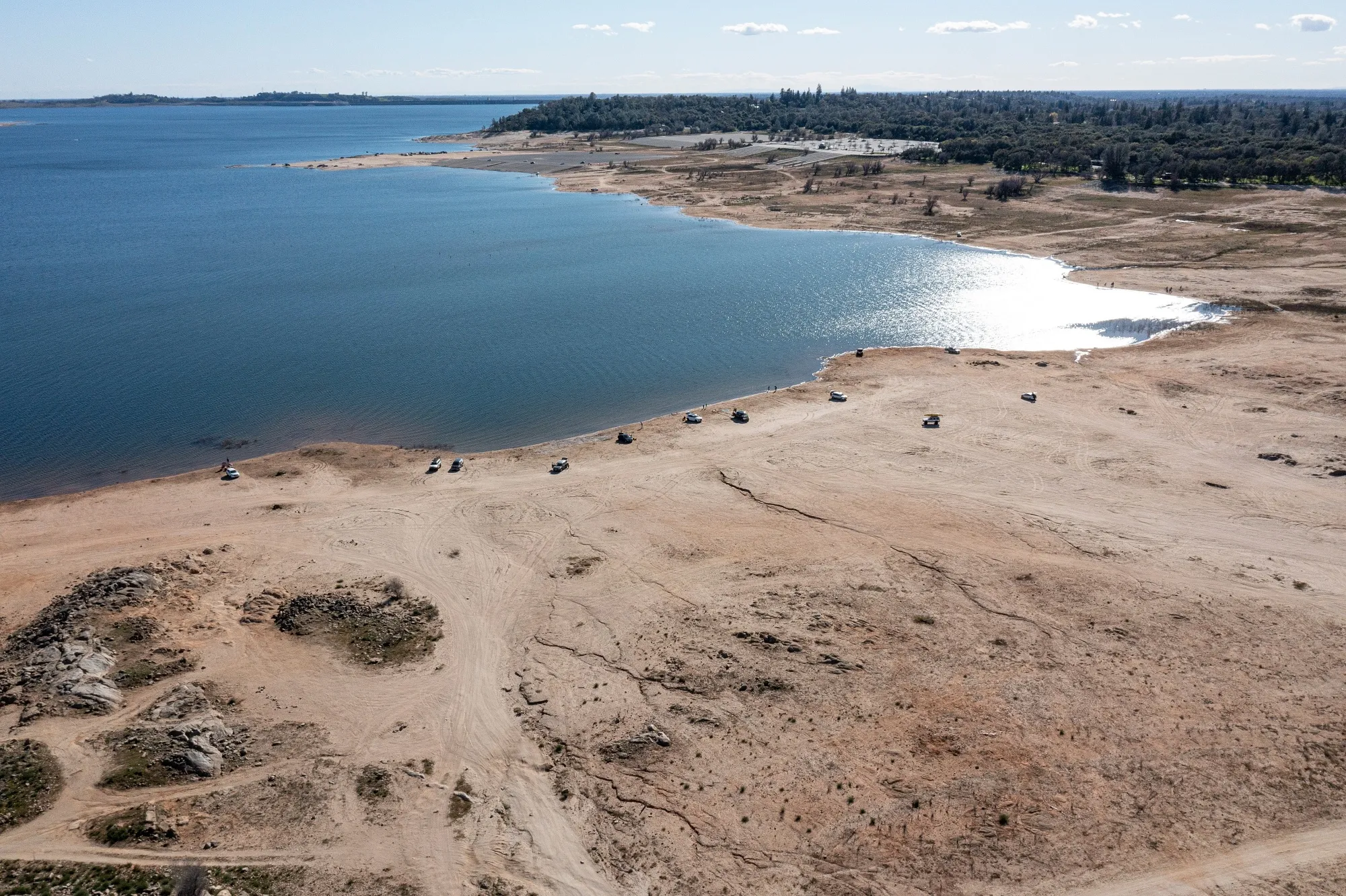 Folsom Lake during a drought in Folsom, California, on Feb. 21.