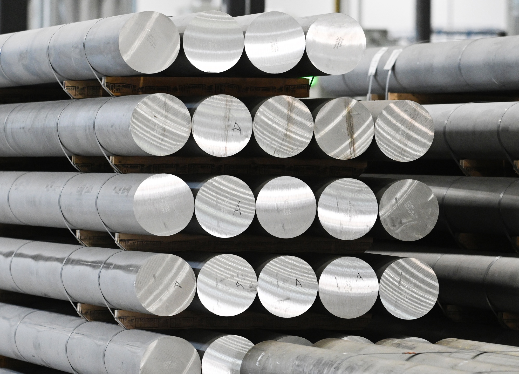 Aluminum billets. Photographer: Graham Hughes/Bloomberg