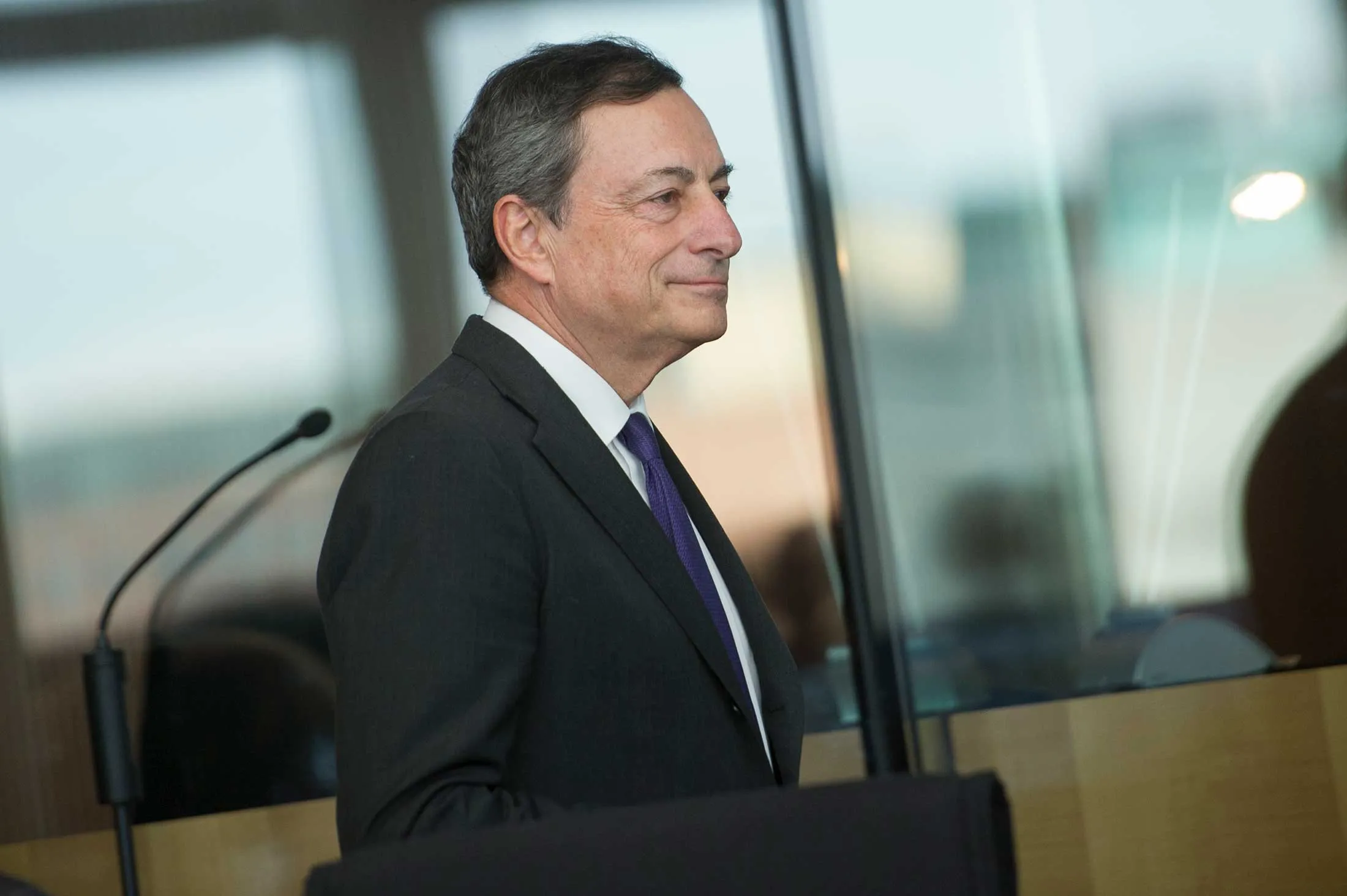 President of European Central Bank (ECB) Mario Draghi arrives to a meeting of a Committee on the Affairs of the European Union in Berlin on Sept. 28.

