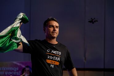 Flavio Bolsonaro Attends Campaign Launch Event For Senate Candidate Guilherme Derrite