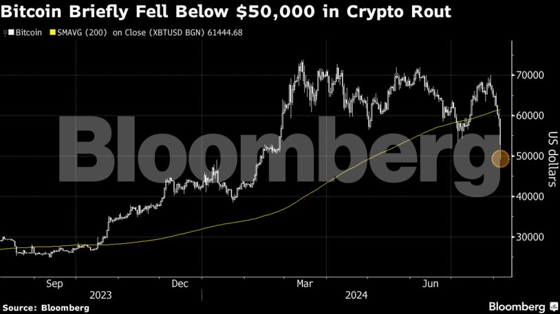 Bitcoin Briefly Fell Below $50,000 in Crypto Rout