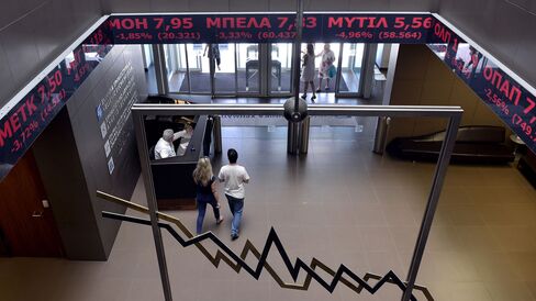 The Athens Stock Exchange in on June 15, 2015.