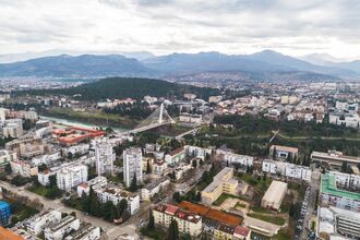 View from above of Podgorica, the capital of Montenegro