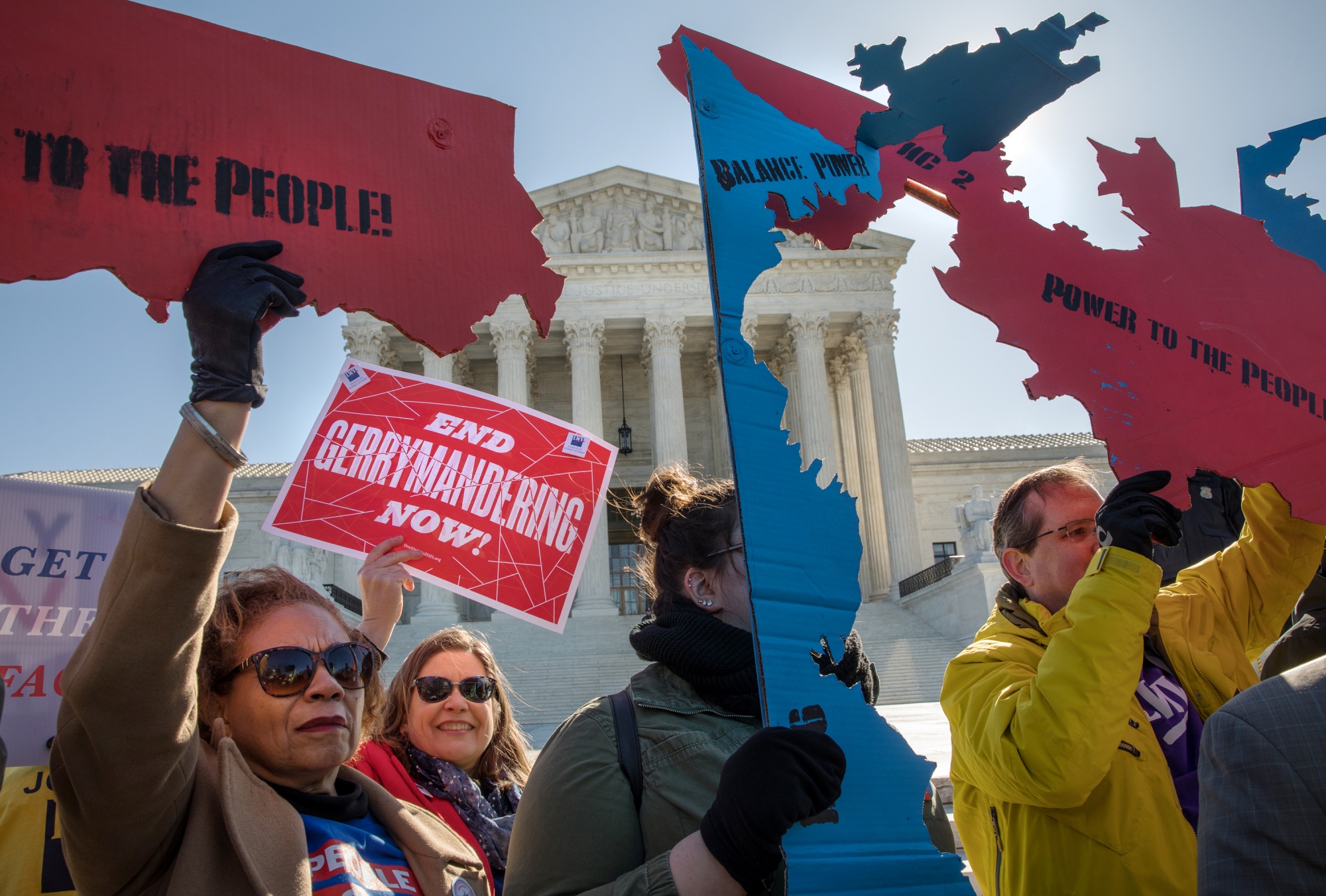 Demonstrators protest against gerrymandering at a rally at the Supreme Court in 2019.