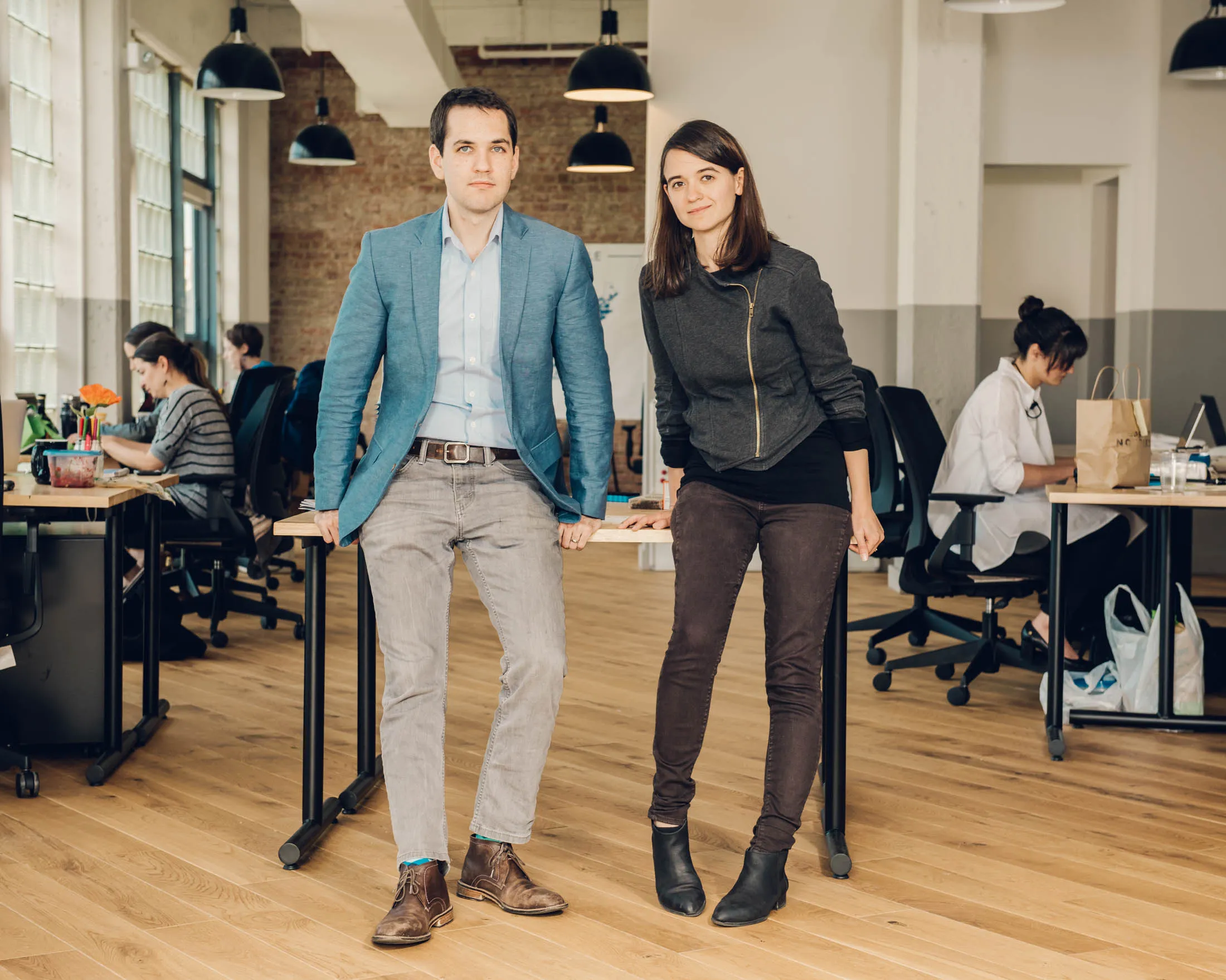Indivisible's co-executive directors, Ezra Levin and Leah Greenberg, at the group's Washington office on May 8, 2017.
