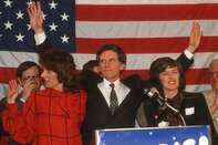 WASHINGTON, D.C. - MARCH 13: Politician Gary Hart and wife Lee Hart attend Gary Hart Campaign Rally on March 13, 1984 in Washington, D.C. *** Local Caption *** Gary Hart;Lee Hart
