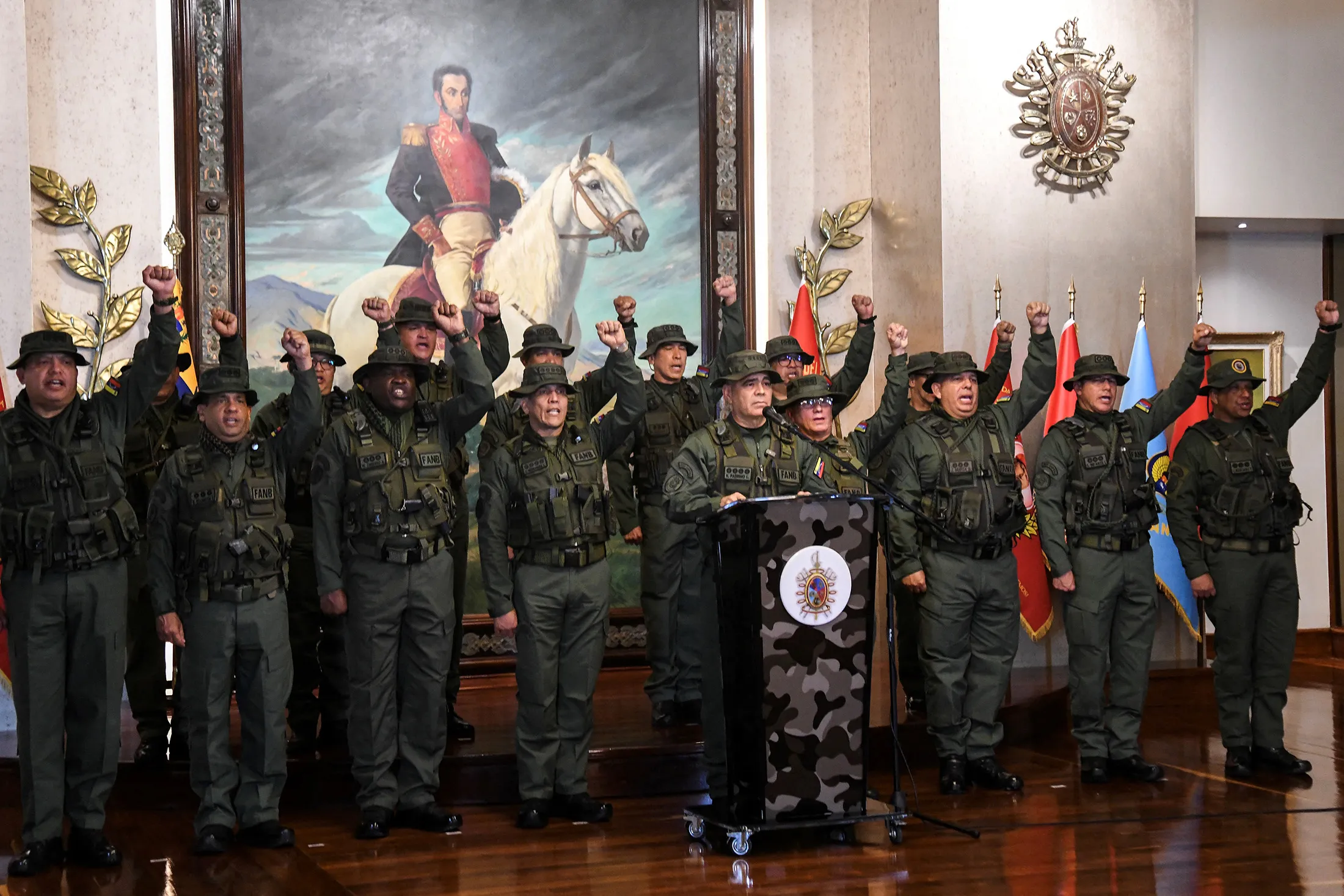 Vladimir Padrino López speaks during a press conference in Caracas on Tuesday.