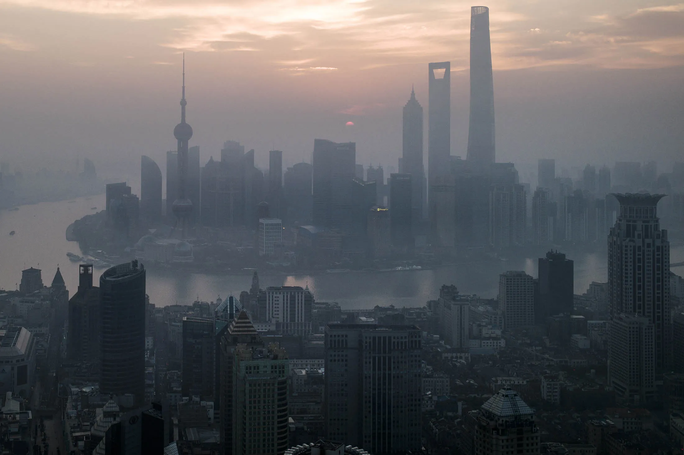 The financial district of Pudong in Shanghai.