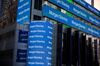 Monitors display signage outside of Morgan Stanley global headquarters in New York, U.S., on Monday, Oct. 14, 2019. Morgan Stanley is scheduled to release earnings figures on October 17.