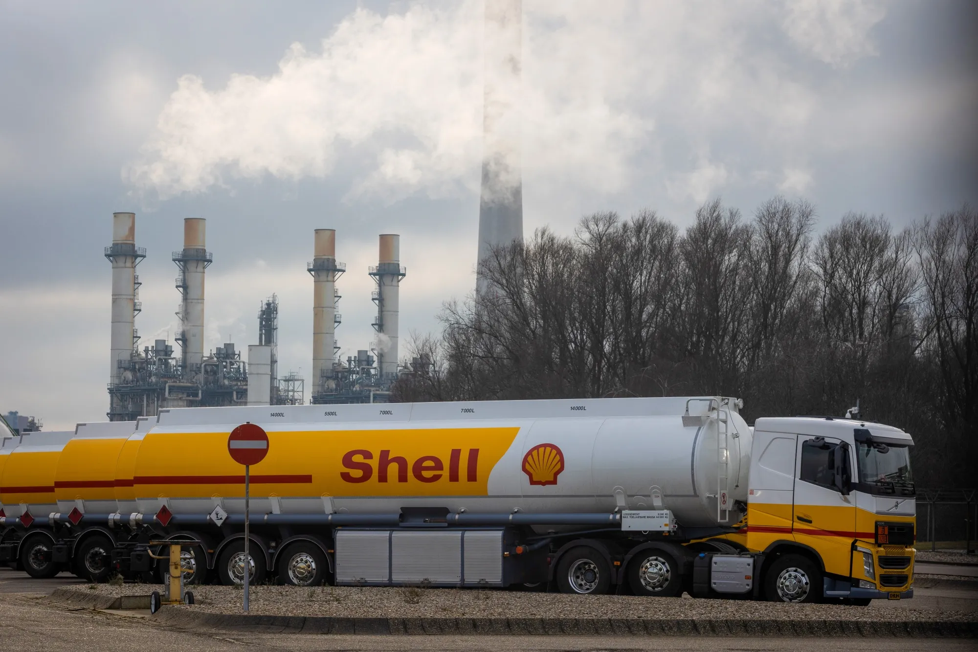 Oil tankers at the Shell Plc Pernis refinery in Rotterdam.