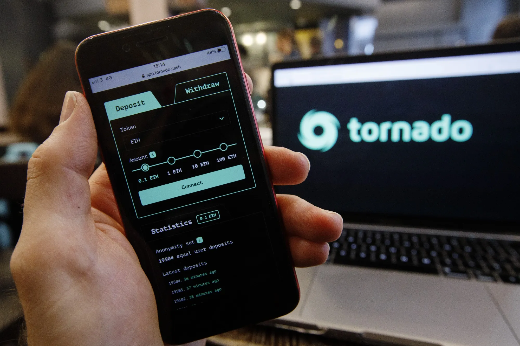 The Tornado Cash website.