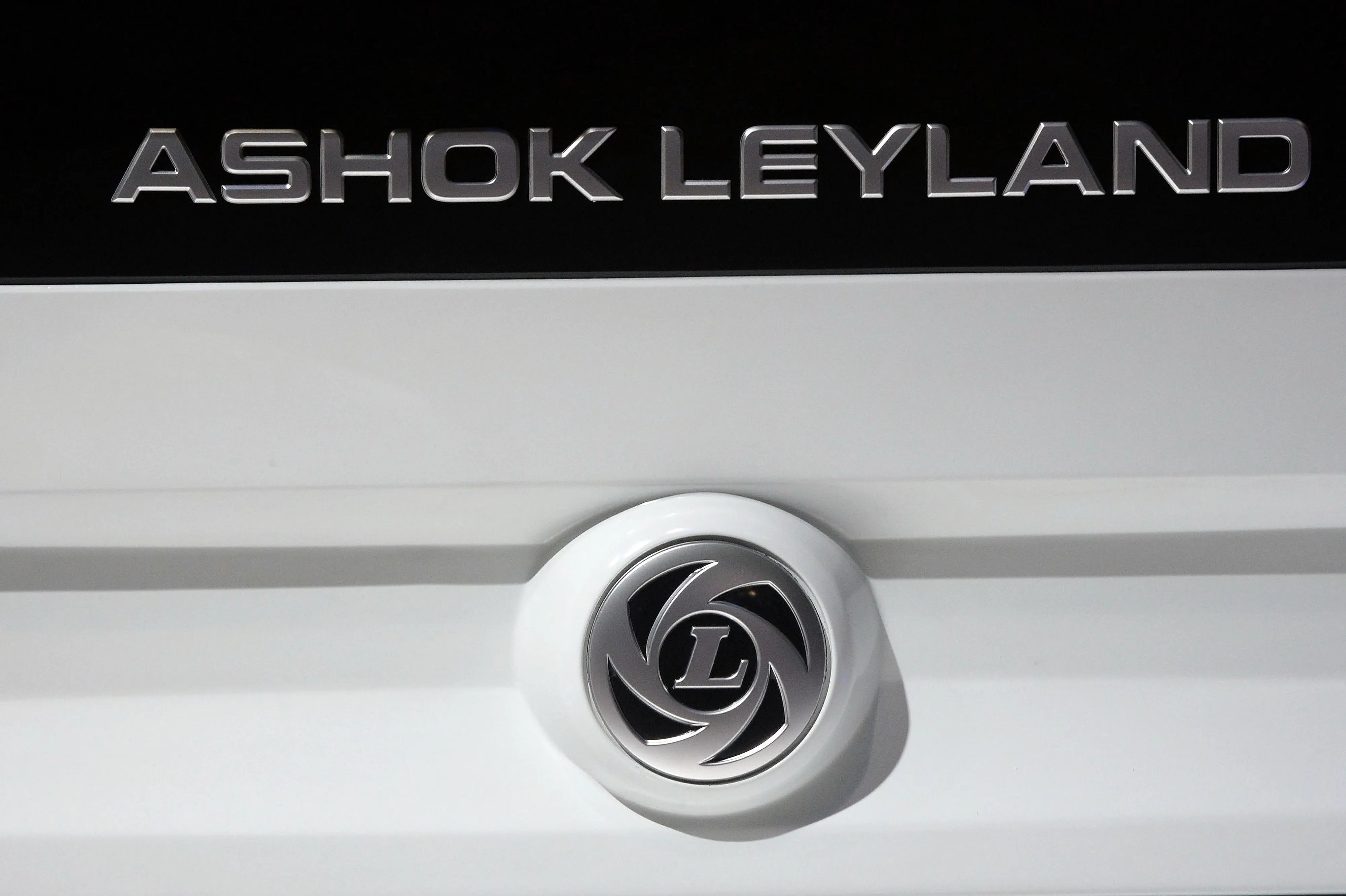 The badge of Ashok Leyland Ltd., India’s second-biggest maker of trucks and buses.