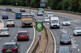 A ULEZ sign at the emission zone boundary in Bexleyheath, London. 