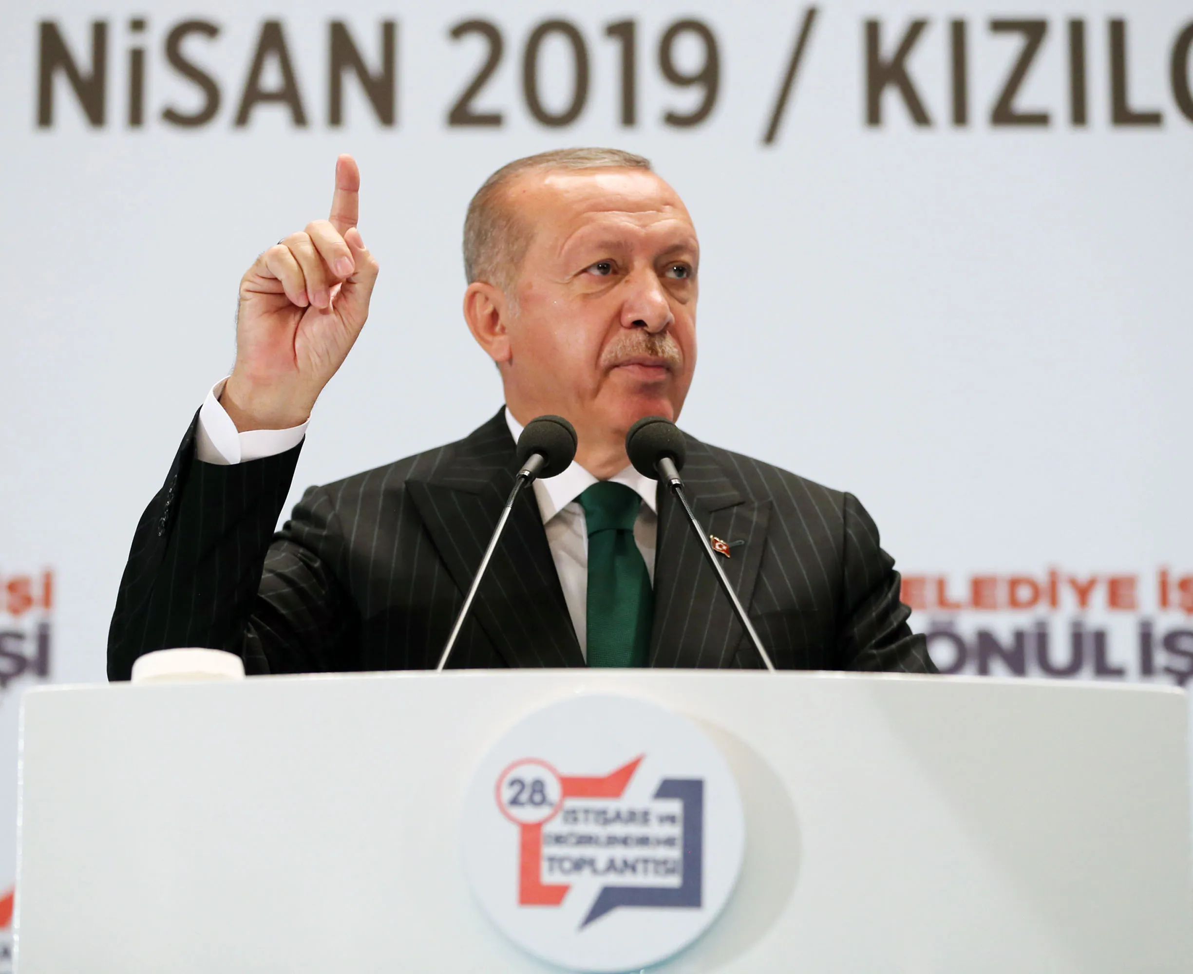 Recep Tayyip Erdogan speaks in Ankara on April 27.