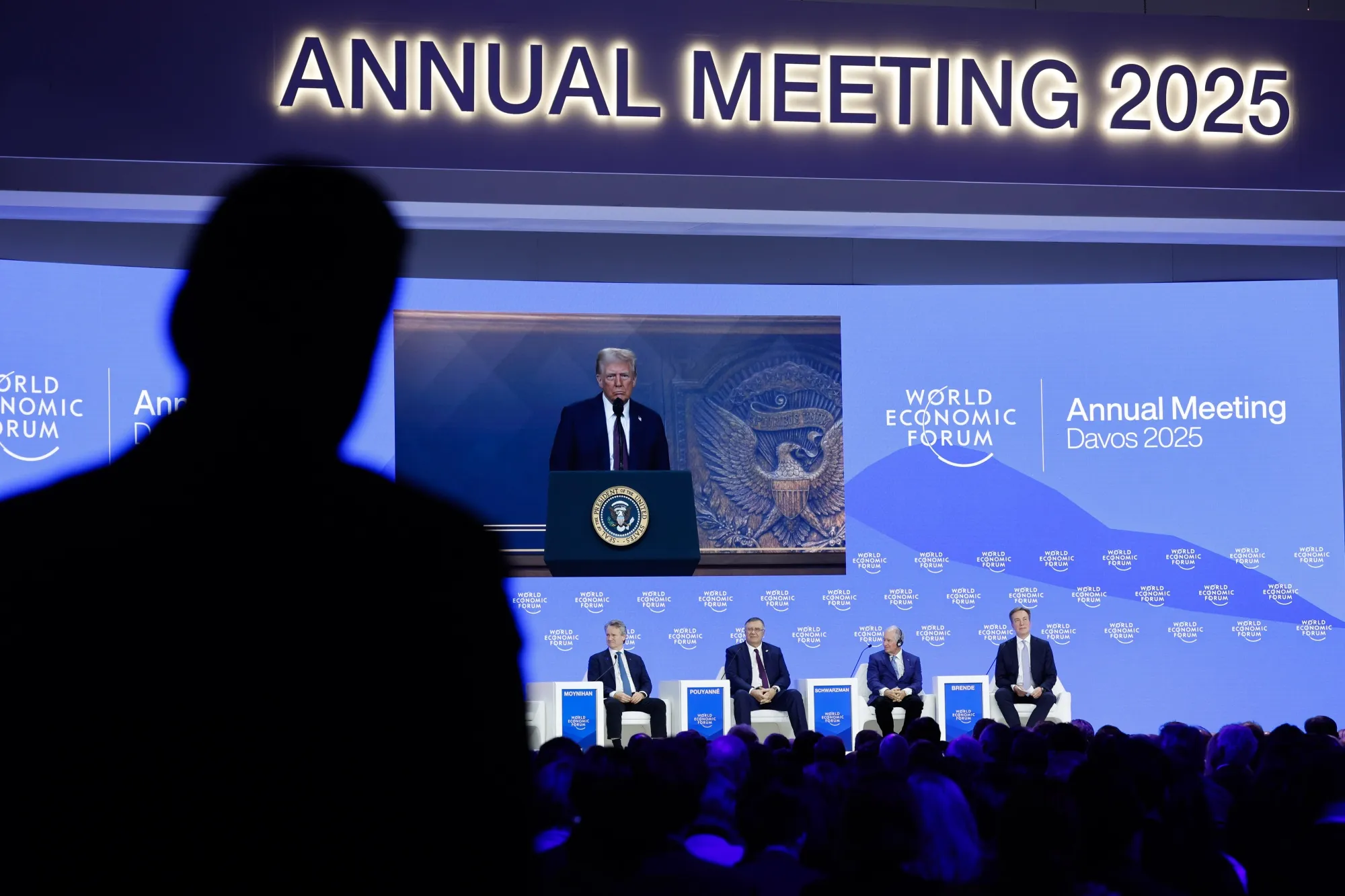 Donald Trump makes a virtual address at the World Economic Forum (WEF) in Davos, Switzerland.