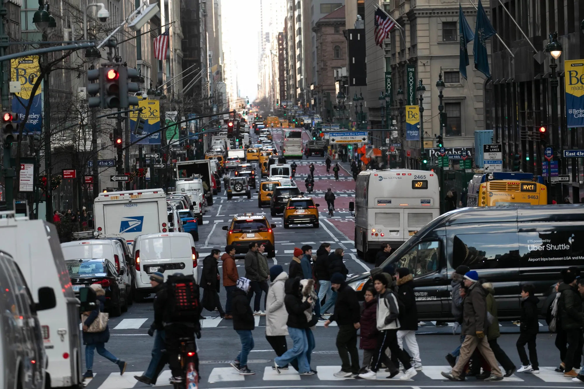 Traffic on Madison Avenue in New York City.&nbsp;