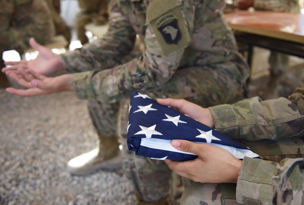 A U.S.&nbsp;handover ceremony in Afghanistan.