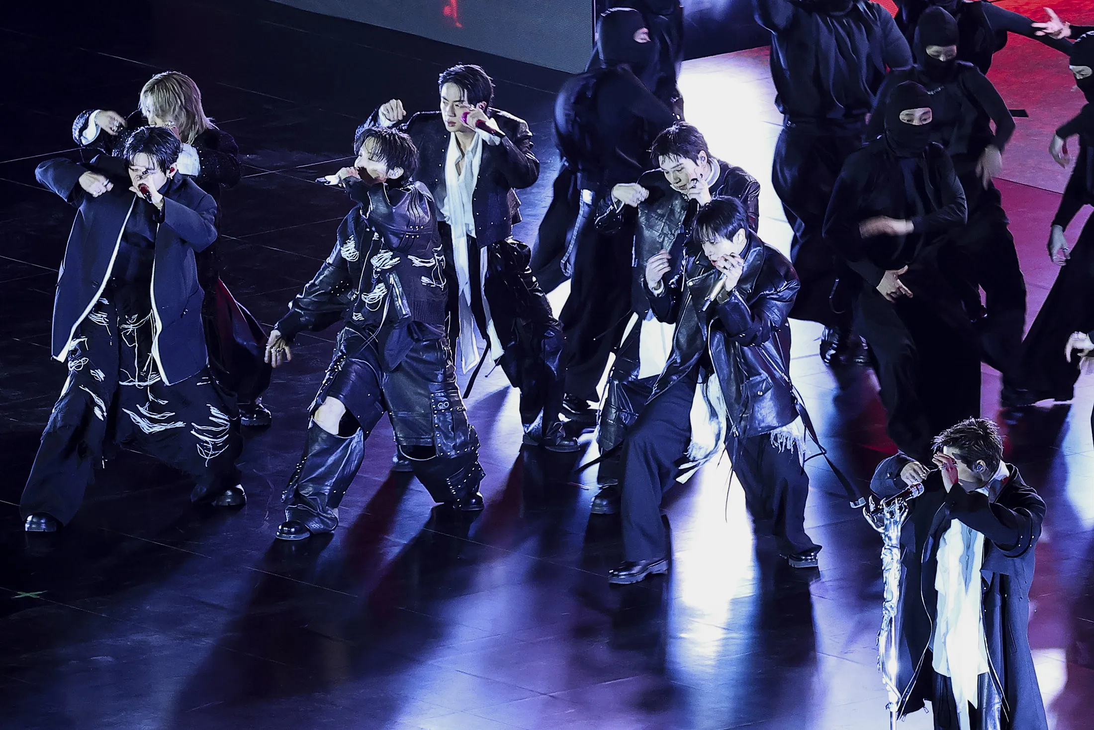 K-pop boy band BTS perform onstage during comeback concert at Gwanghwamun Square in Seoul on March 21.