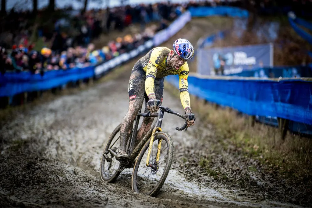 Wout van Aert during the men’s elite race of the ‘GP Sven Nys’ cyclocross event in Baal.