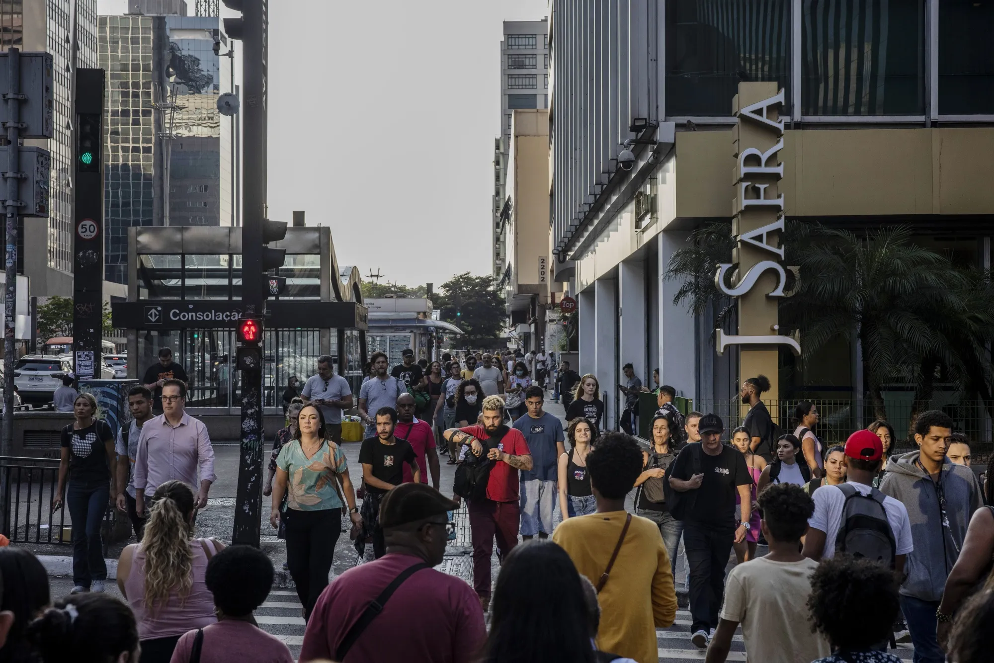 Pedestrians in Sao Paulo, Brazil, on&nbsp;&nbsp;March 22, 2023.&nbsp;