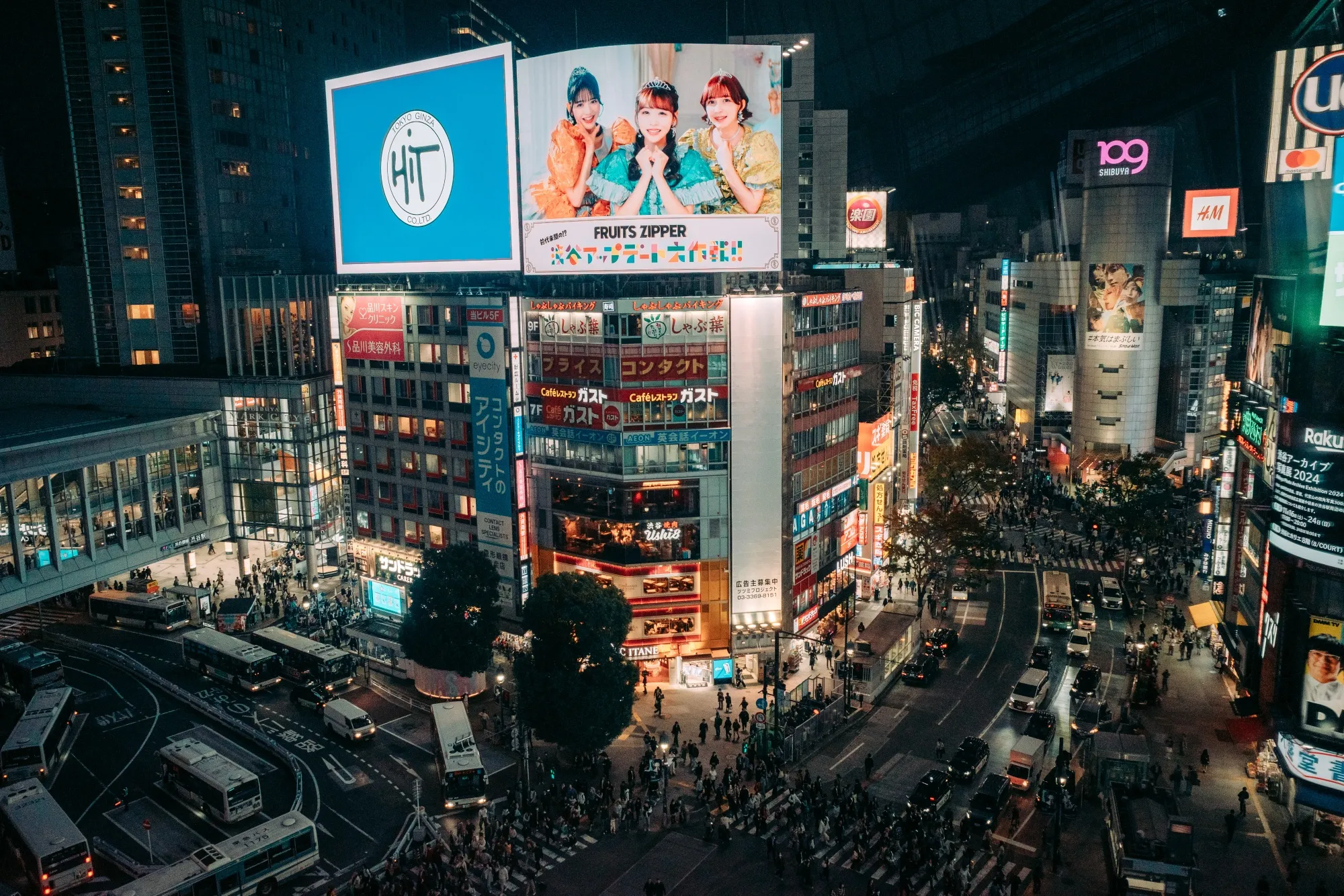 Commercial buildings in the Shibuya district of Tokyo.