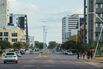 Pedestrians walk through the central business district of Gaborone, Botswana.