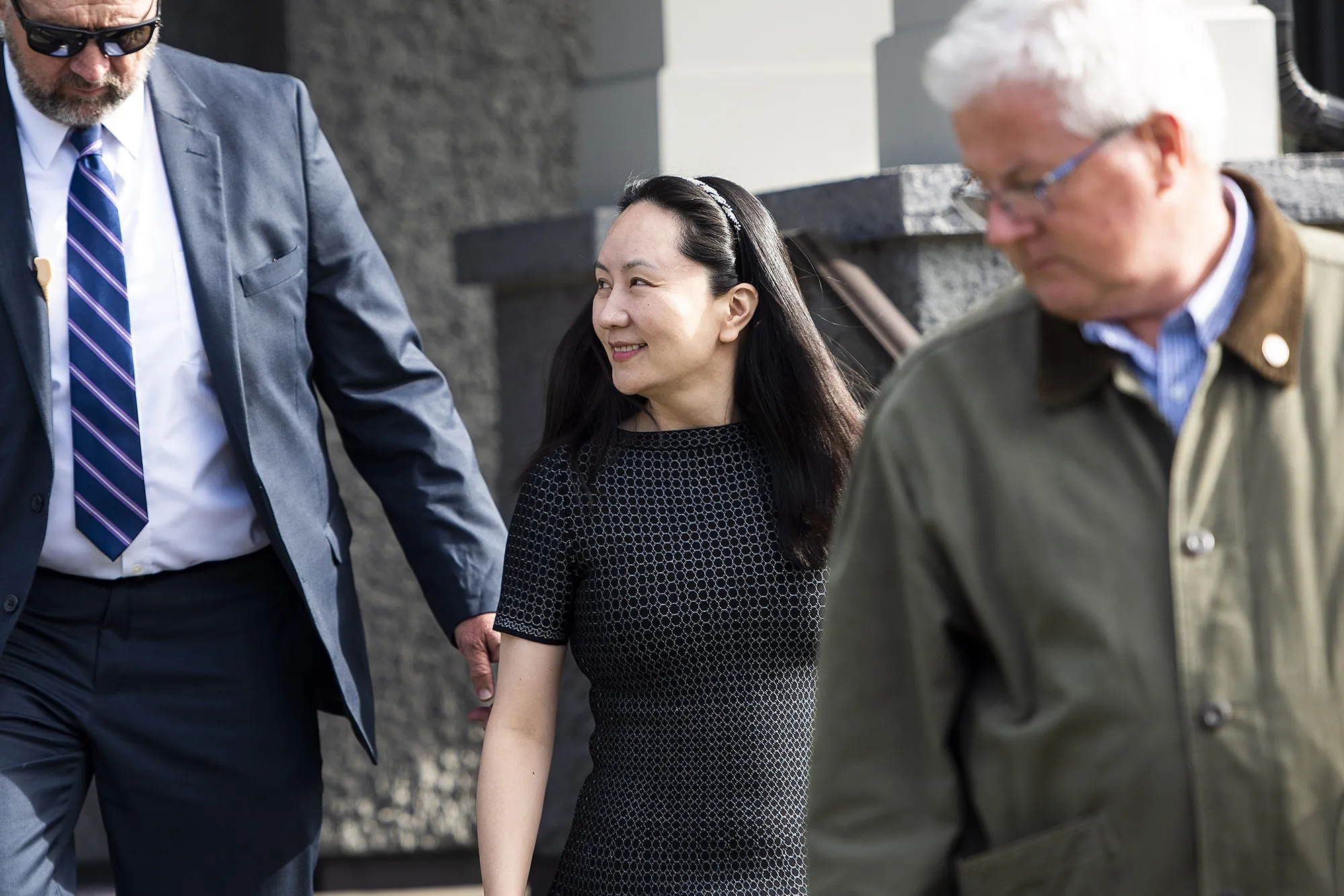 Meng Wanzhou leaves her house for a hearing at the Supreme Court in Vancouver on May 7.