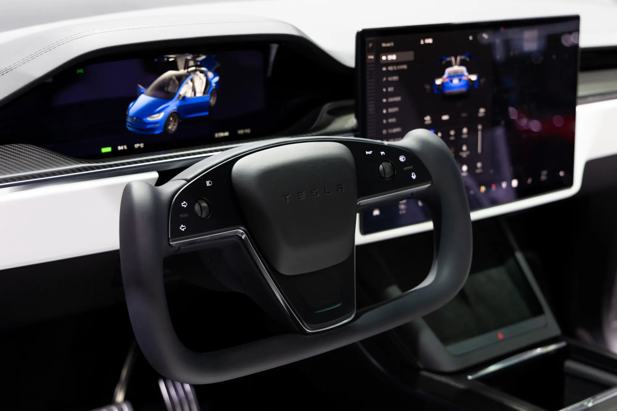 The interior of a Tesla Model X.