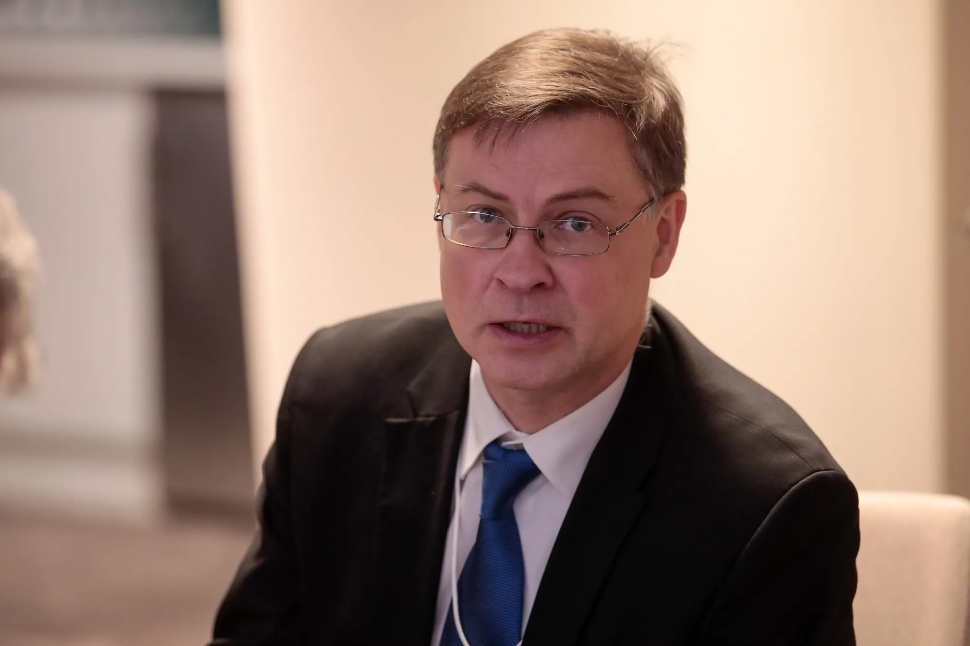 Valdis Dombrovskis in Davos, Switzerland, in January.