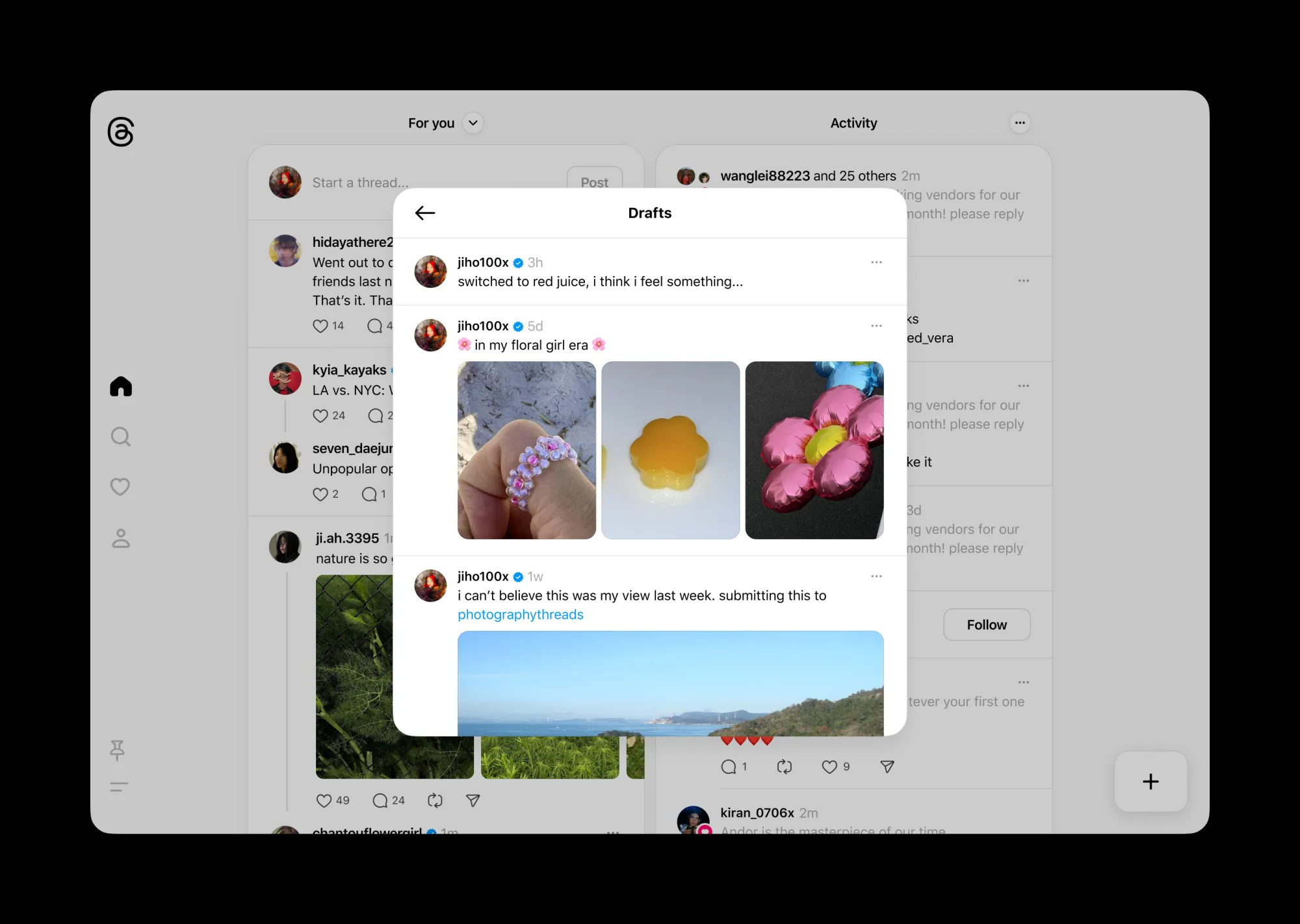 New Threads feature enables users to draft multiple posts