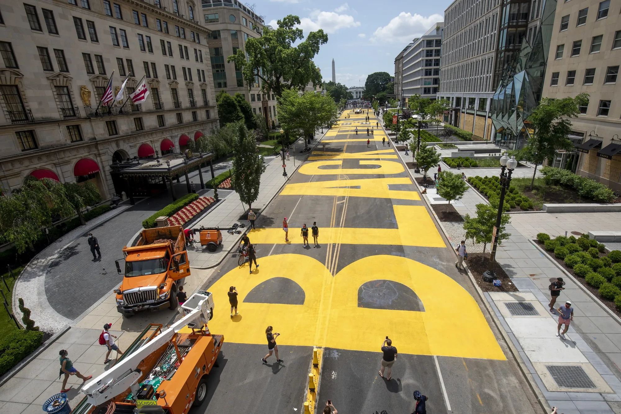 Volunteers painted “Black Lives Matter” on a street near the White House in Washington, on June 5.