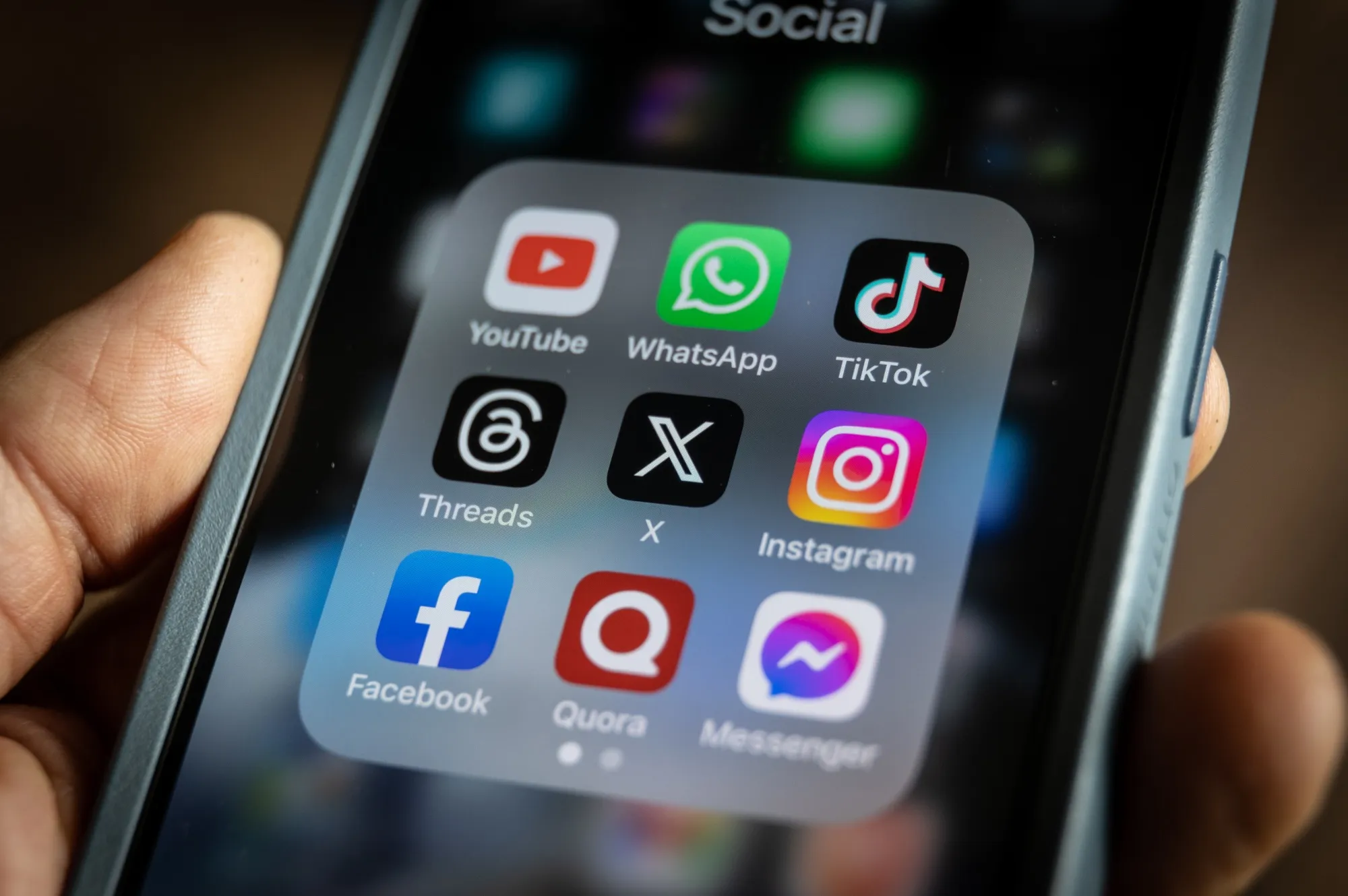 Social media apps including TikTok, YouTube and Instagram.
