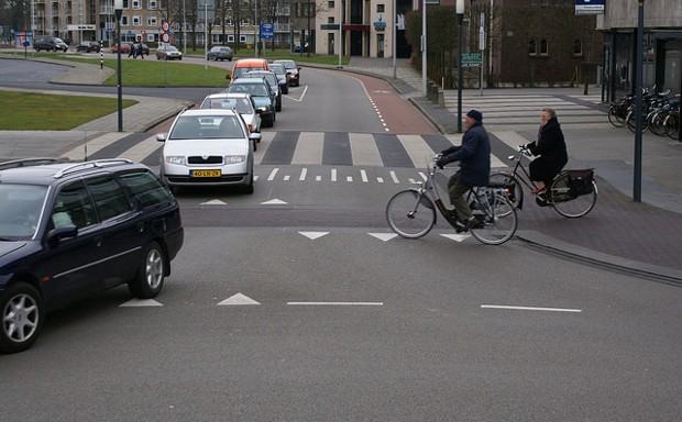 Combined Bicycle/Pedestrian Crossing Fluorescent Yellow-Green Sign