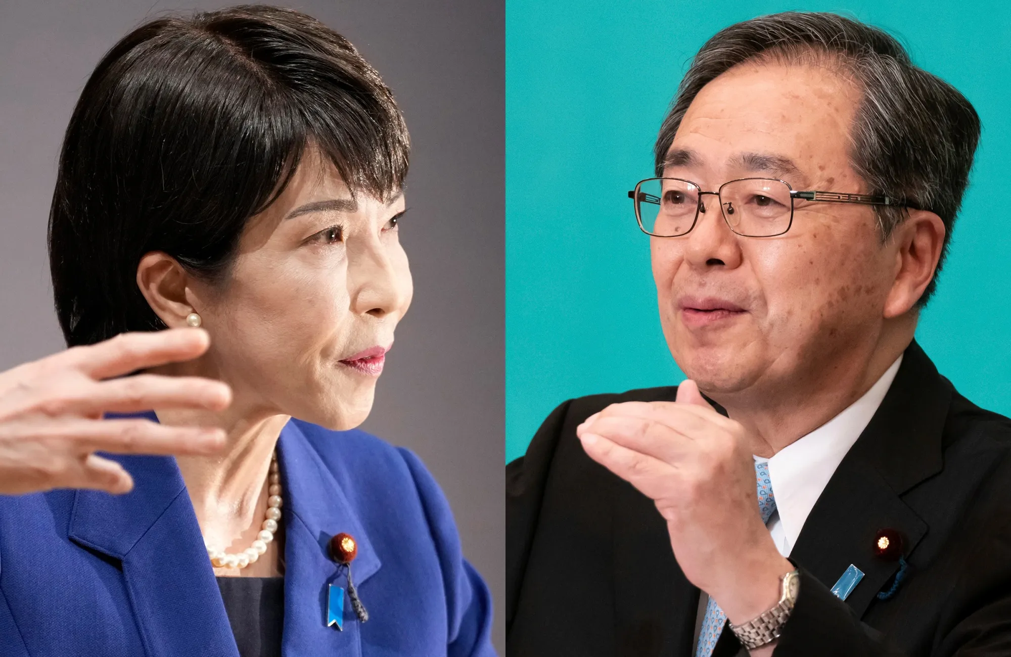 Sanae Takaichi, left, and Tetsuo Saito.