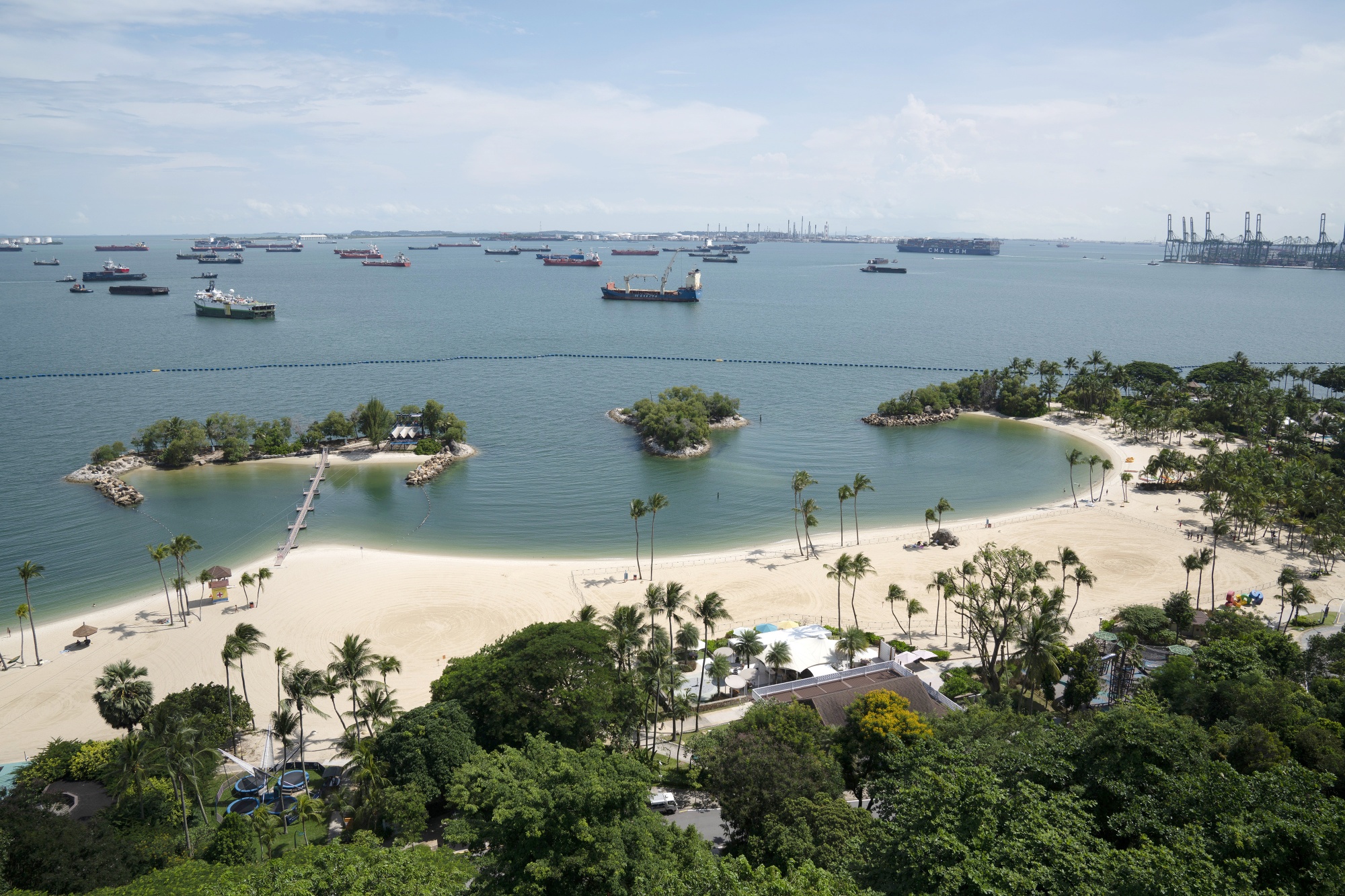 A quiet Siloso Beach in Singapore on July 6.