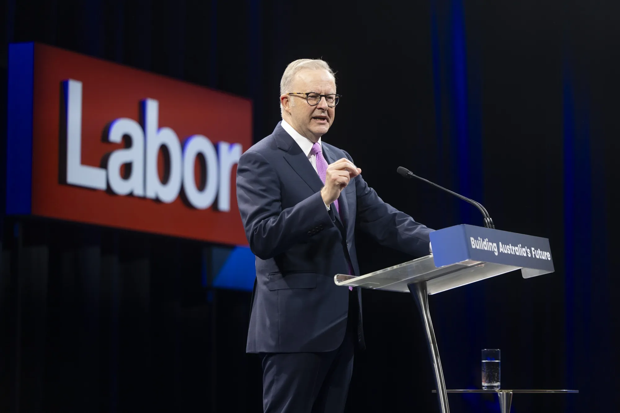 Anthony Albanese speaks during the Labor Party federal election campaign launch in Perth, Australia, on April 13.
