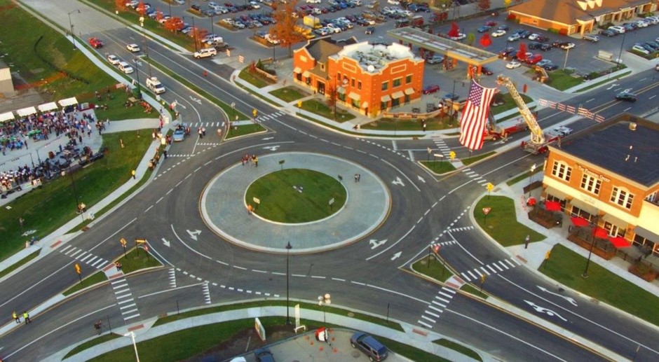Carmel's 100th roundabout, opened this year.