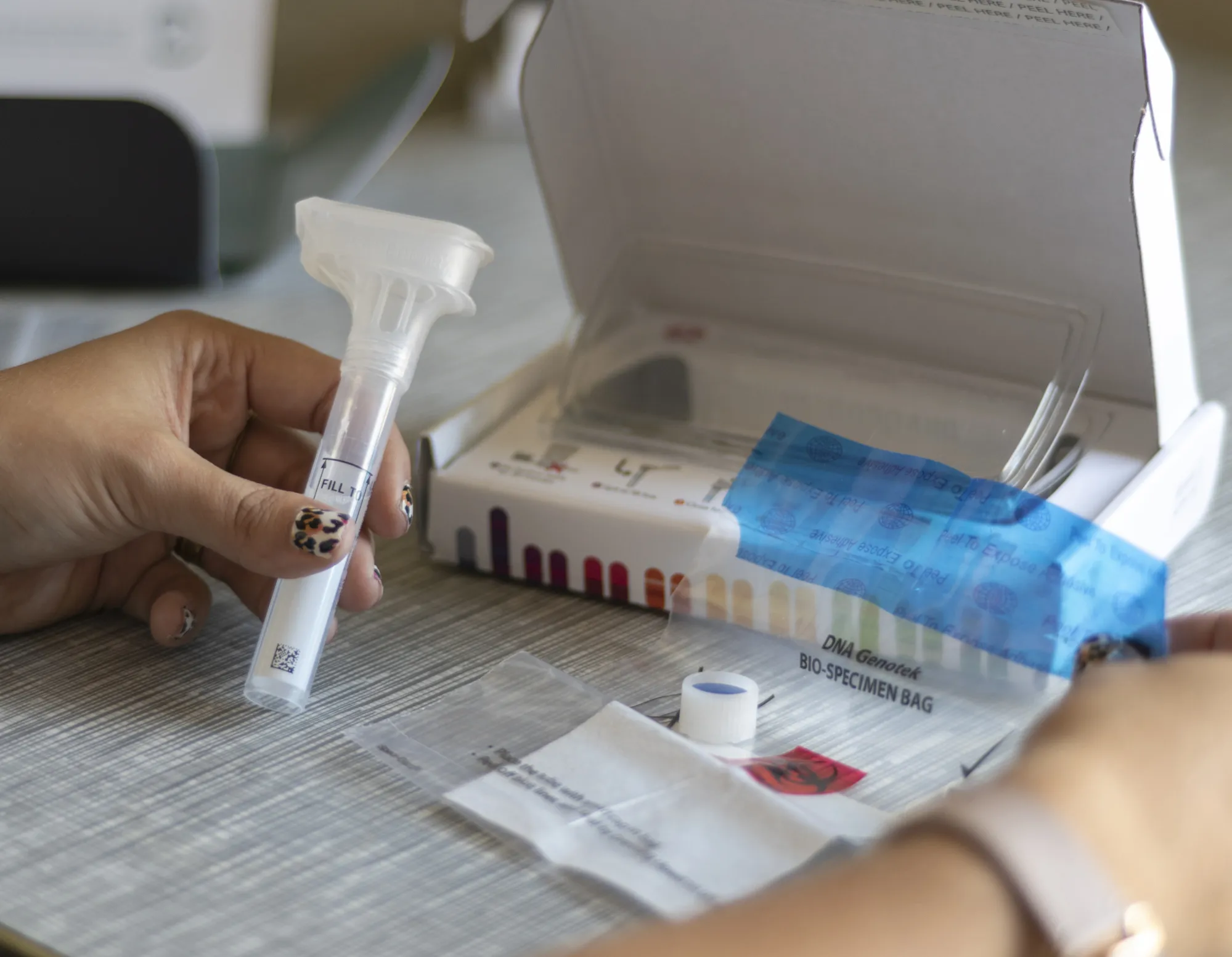 A&nbsp;23andMe&nbsp;Inc. DNA genetic test&nbsp;kit.