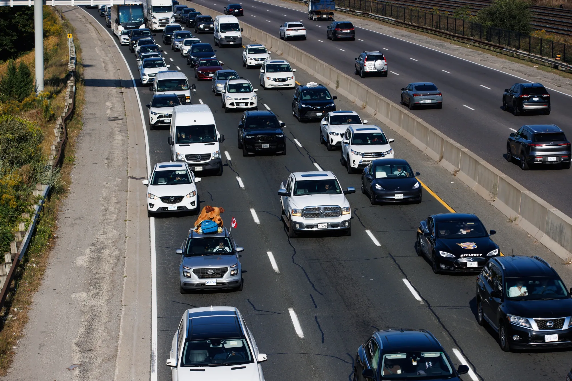 Traffic on a highway in Toronto.