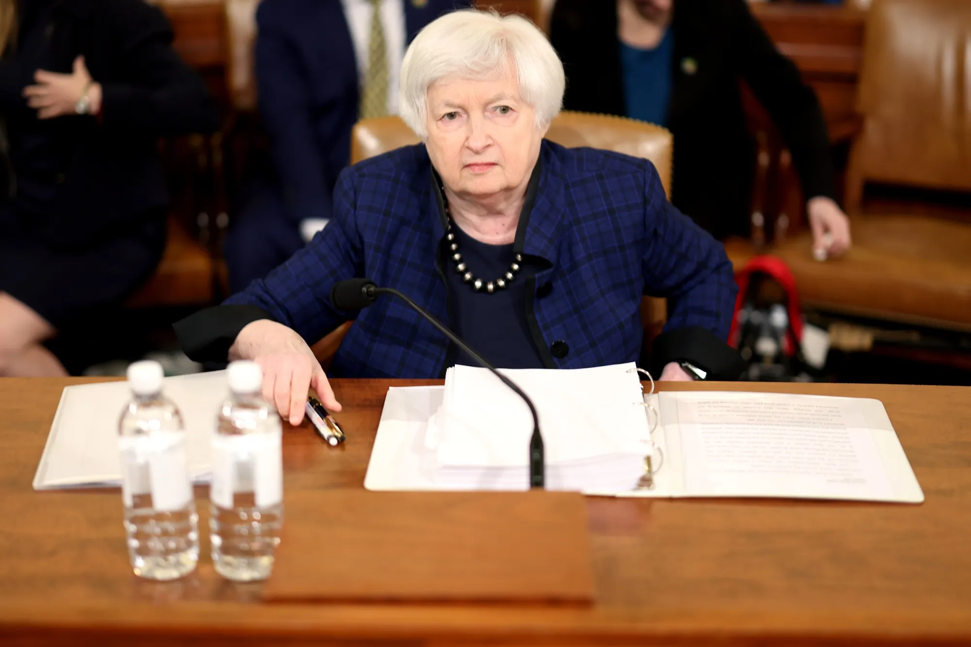 Janet Yellen arrives for a House Ways and Means Committee hearing in Washington on&nbsp;April 30.