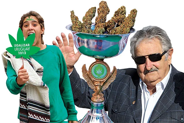 Weed is hard to miss in parts of Montevideo. President Mujica (right) advocates government-run pot
