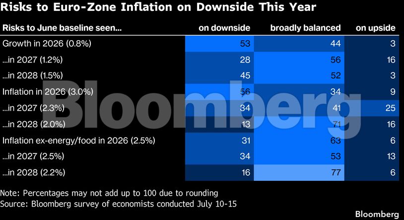 Risks to Euro-Zone Inflation on Downside This Year
