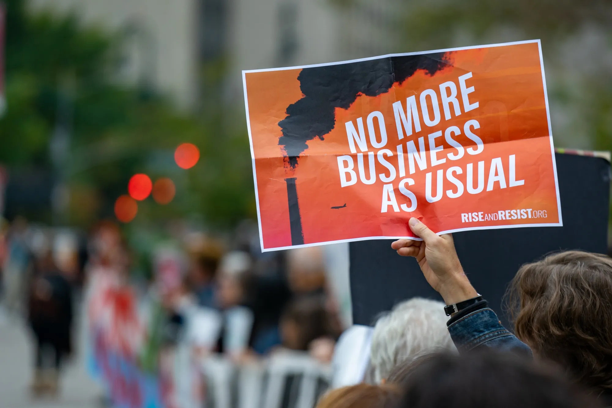 Climate activists outside a New York courtroom in 2019 on&nbsp;the first day of an Exxon Mobil trial about&nbsp;global warming.